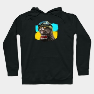 Ukrainian cat warrior with middle finger Hoodie